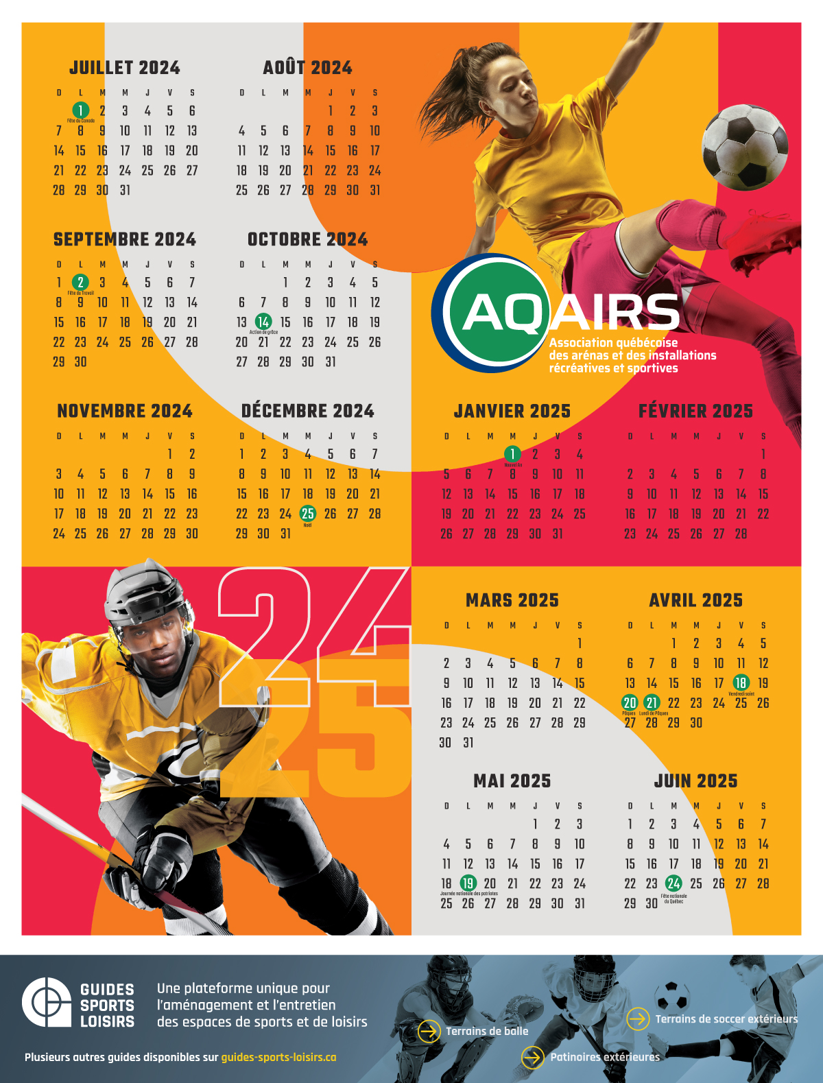 Calendrier AQAIRS 2024-2025